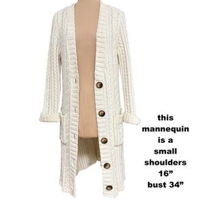 sweater NINE WEST coat S bulky cable knit cardigan vintage '70s boho hippie mama